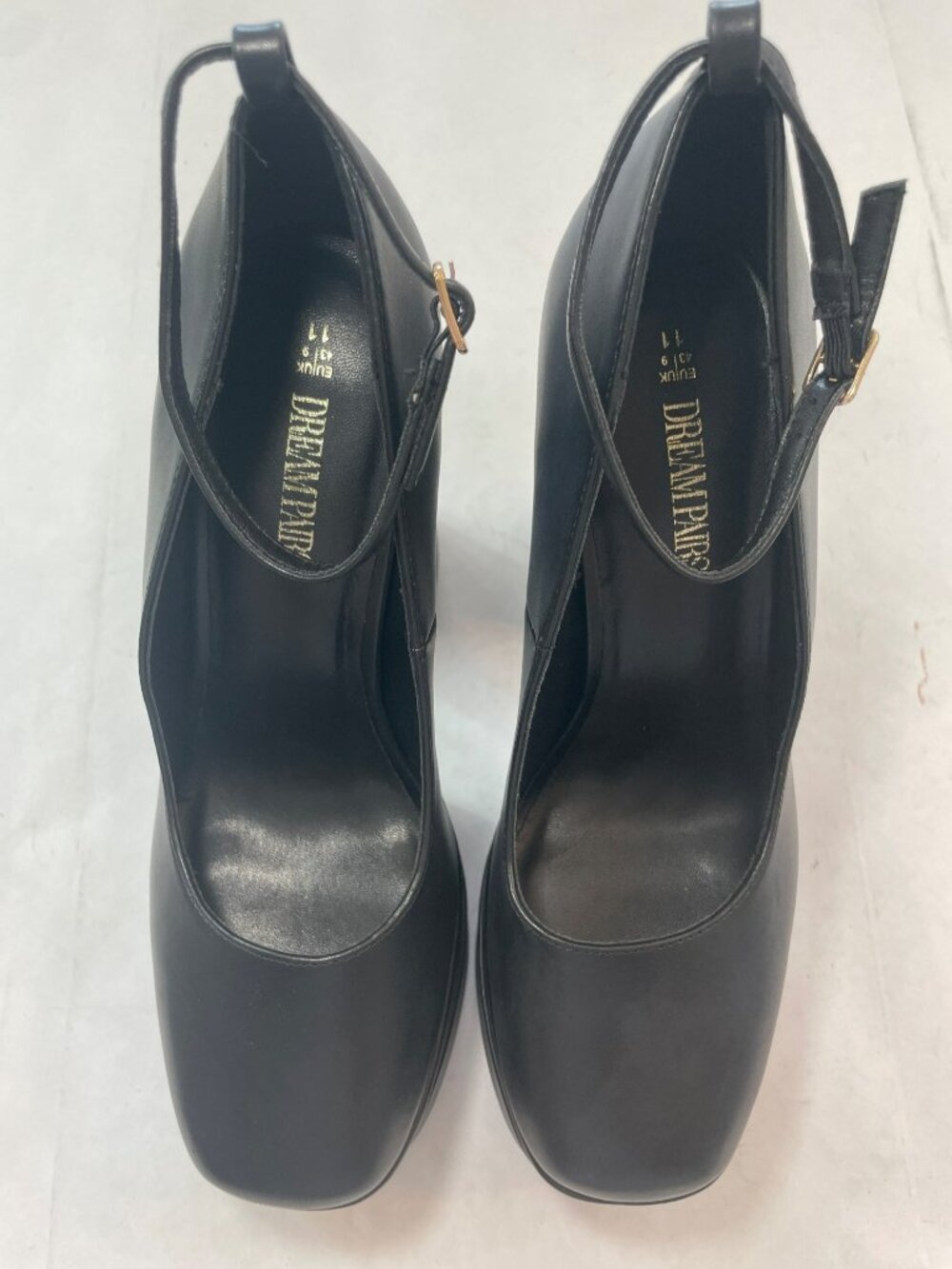 Dream Pairs Black Platform Block Heels Ankle Strap Blocky Women's Size US 11 NIB - Picture 5 of 12